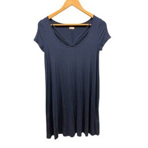 Hollister Women’s S Navy Blue‎ Short Sleeve Stretch Dress Scoop Neck Crisscross
